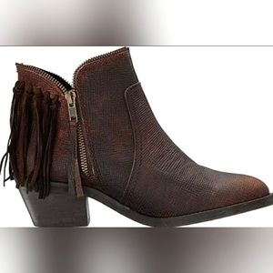 Corral Fringe Zip Booties | Brown | Size 8.5